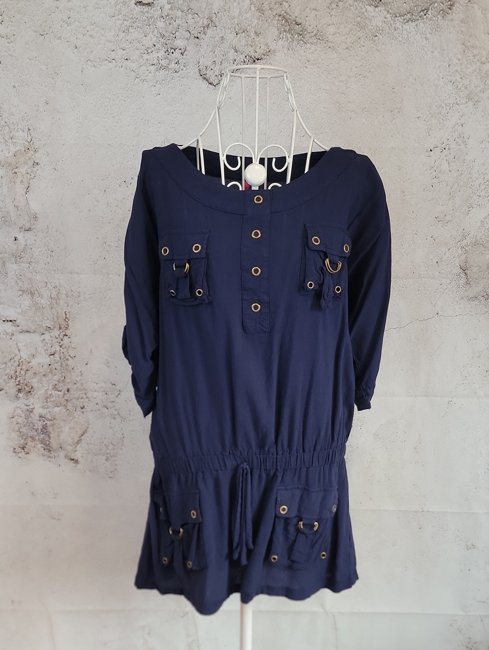 Picky Girl Navy Longline Tunic Top - Womens Size L